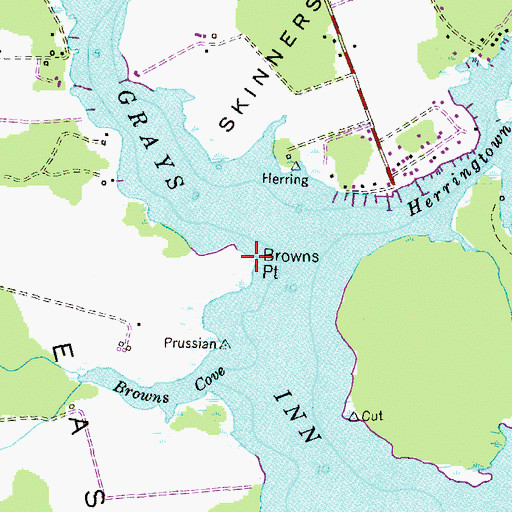 Topographic Map of Browns Point, MD