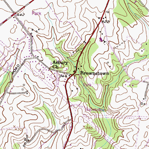 Topographic Map of Brownstown, MD