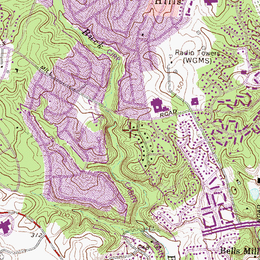 Topographic Map of Buck Branch Park, MD