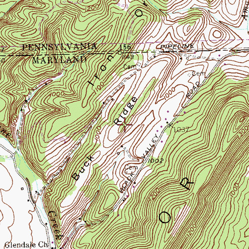 Topographic Map of Buck Ridge, MD