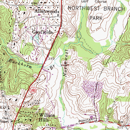Topographic Map of Buckhorn Branch, MD