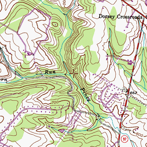 Topographic Map of Buckhorn Run, MD