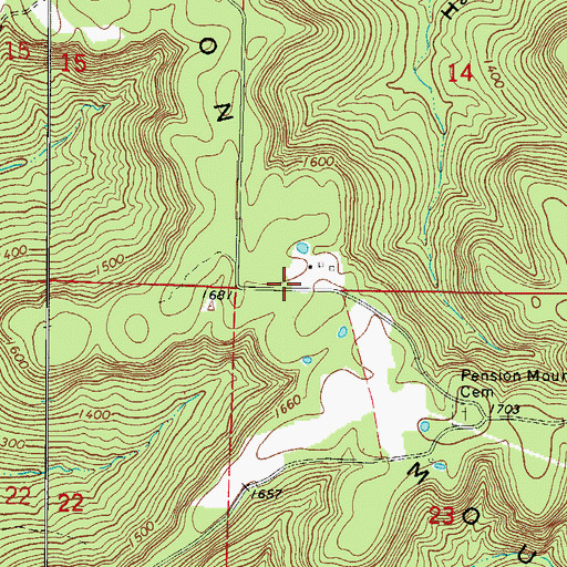 Topographic Map of Pension Mountain, AR