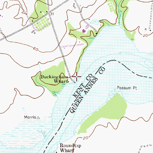 Topographic Map of Buckingham Wharf, MD