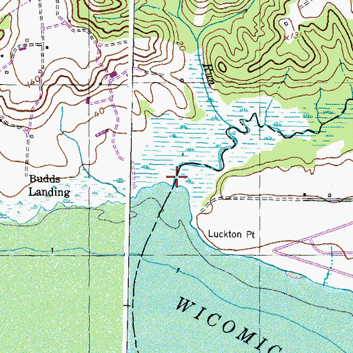 Topographic Map of Budds Creek, MD