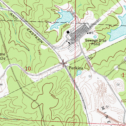 Topographic Map of Perkins, AR