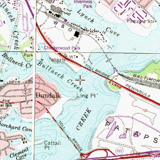 Topographic Map of Bullneck Creek, MD