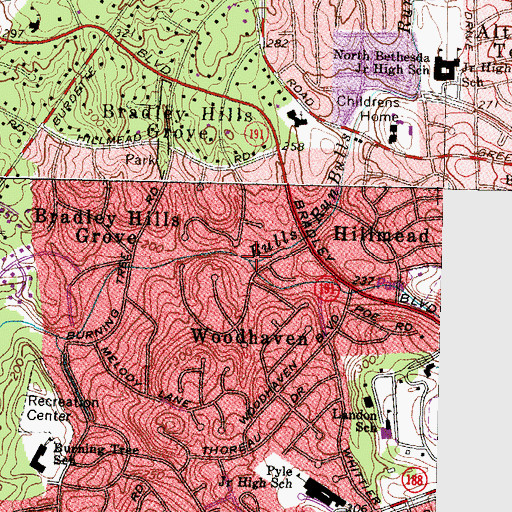 Topographic Map of Bulls Run, MD