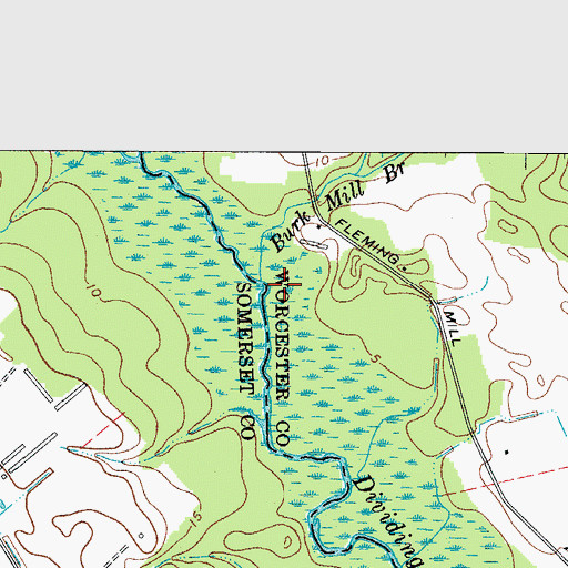 Topographic Map of Burk Mill Branch, MD