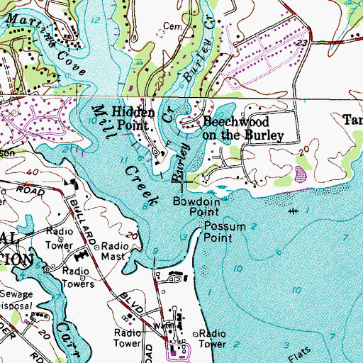 Topographic Map of Burley Creek, MD