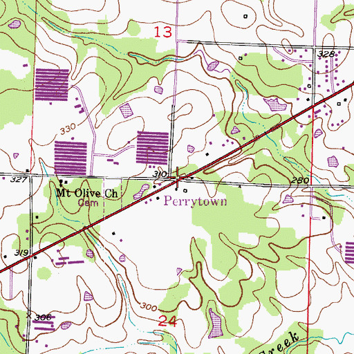 Topographic Map of Perrytown, AR