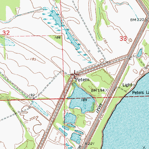 Topographic Map of Peters, AR