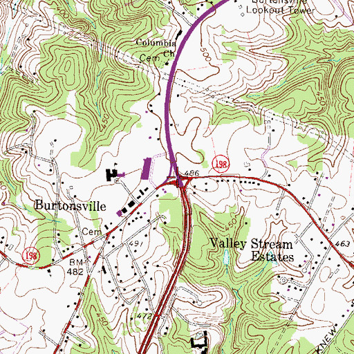 Topographic Map of Burtonsville, MD