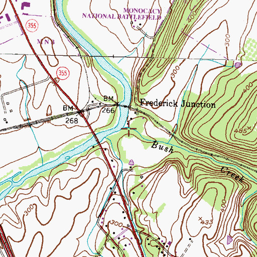 Topographic Map of Bush Creek, MD
