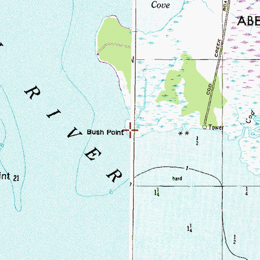 Topographic Map of Bush Point, MD