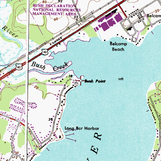 Topographic Map of Bush Point, MD