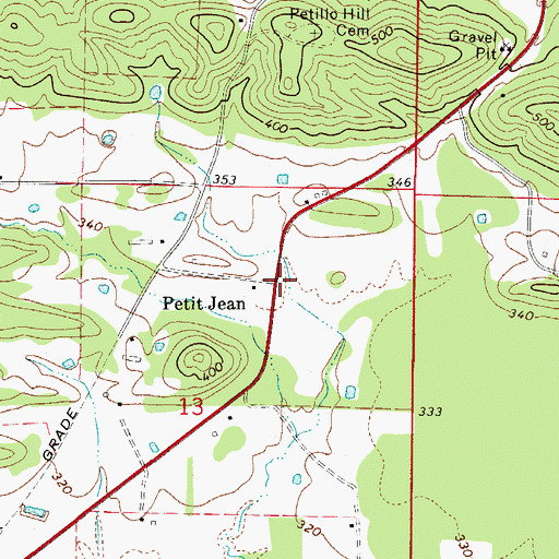 Topographic Map of Petit Jean, AR
