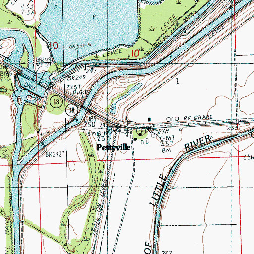 Topographic Map of Pettyville, AR