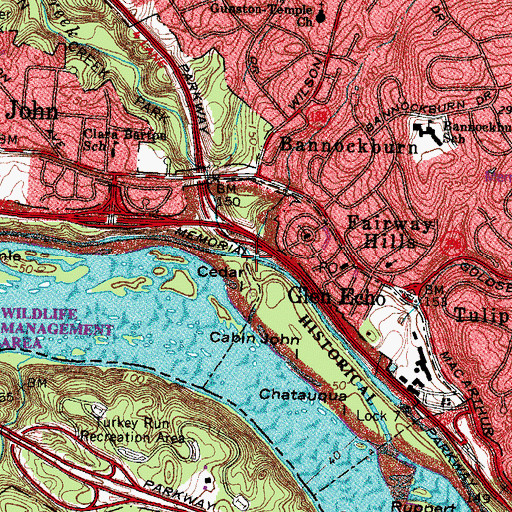 Topographic Map of Cabin John Creek, MD