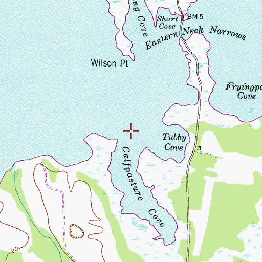 Topographic Map of Calfpasture Cove, MD