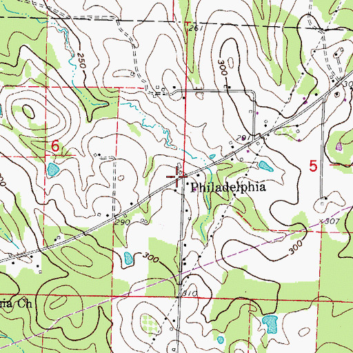 Topographic Map of Philadelphia, AR