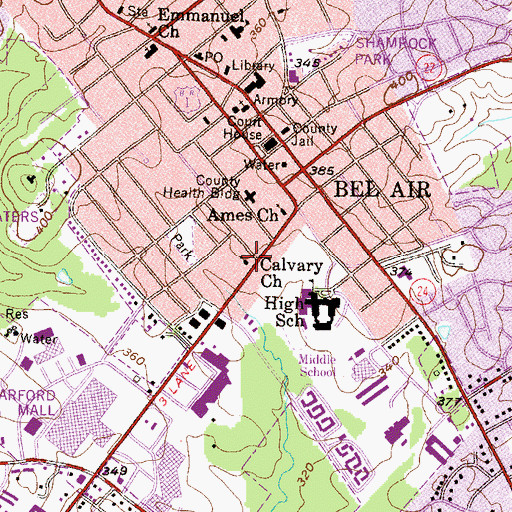 Topographic Map of Calvary Church, MD