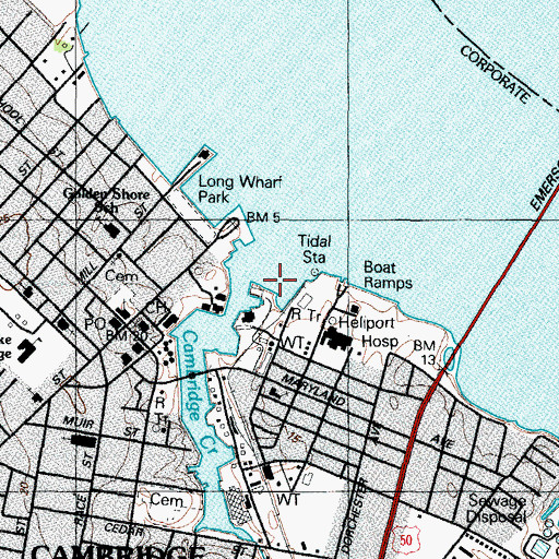 Topographic Map of Cambridge Creek, MD