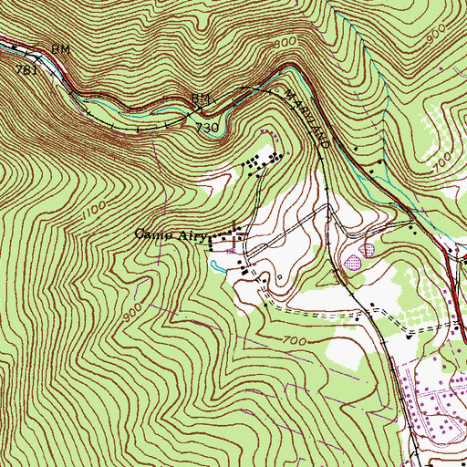 Topographic Map of Camp Airy, MD