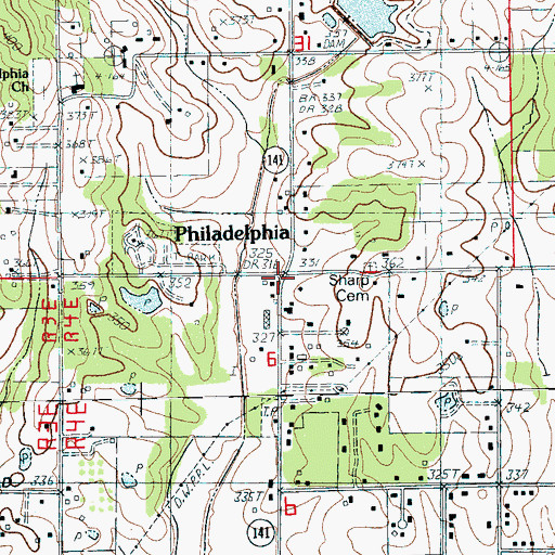 Topographic Map of Philadelphia, AR