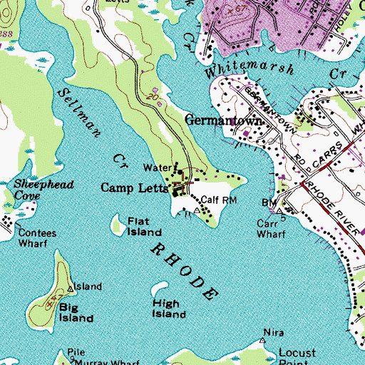 Topographic Map of Camp Letts, MD
