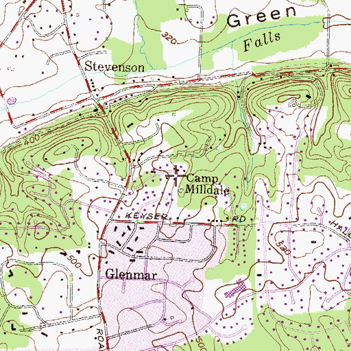 Topographic Map of Camp Milldale, MD