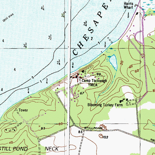 Topographic Map of Camp TockwoghYMCA, MD