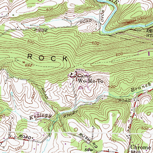 Topographic Map of Camp Wo-Me-To, MD