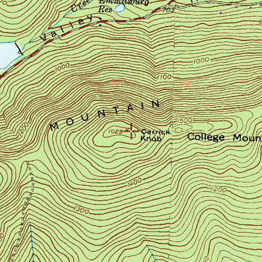 Topographic Map of Carrick Knob, MD