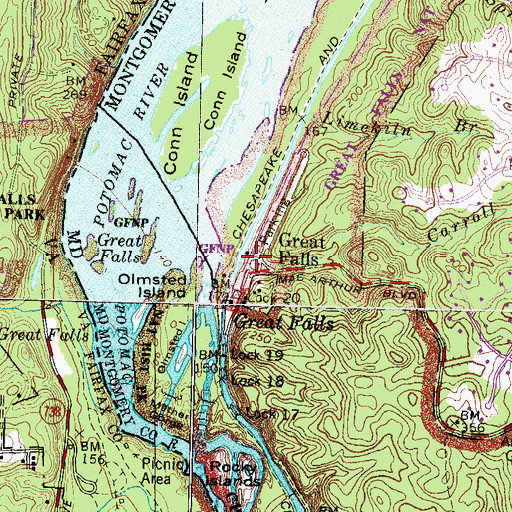 Topographic Map of Carroll Branch, MD