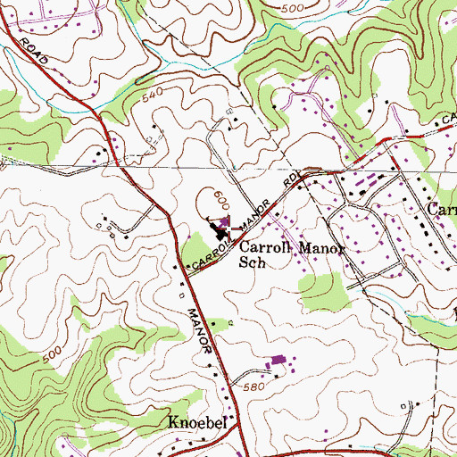 Topographic Map of Carroll Manor Elementary School, MD