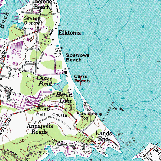 Topographic Map of Carrs Beach, MD