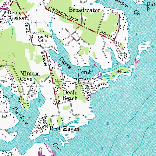 Topographic Map of Carrs Creek, MD