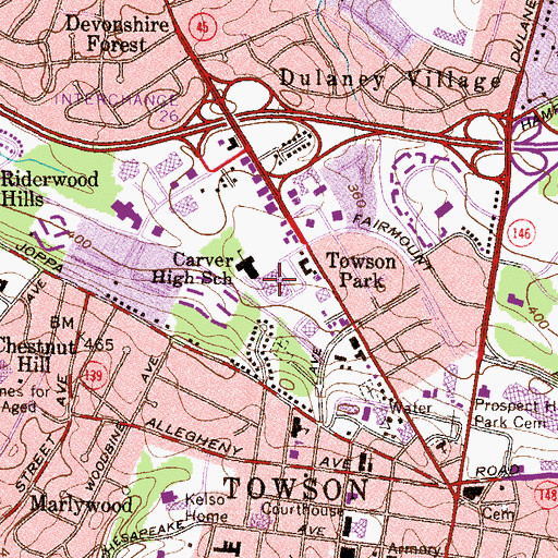 Topographic Map of George Washington Carver Center for Arts and Technology, MD