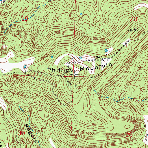 Topographic Map of Phillips Mountain, AR
