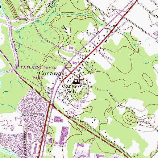 Topographic Map of Carver School, MD