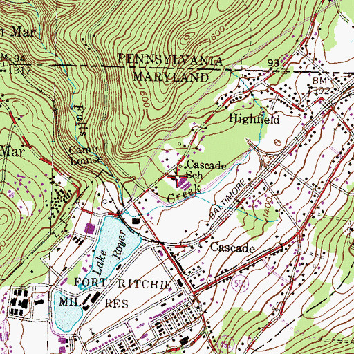 Topographic Map of Cascade Elementary School, MD