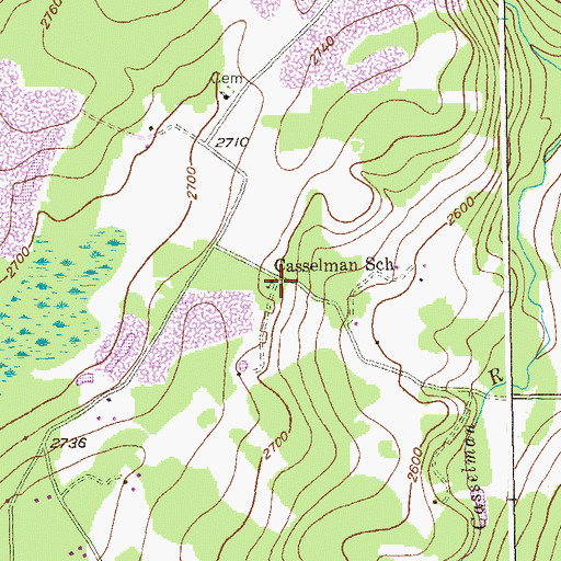 Topographic Map of Casselman School, MD