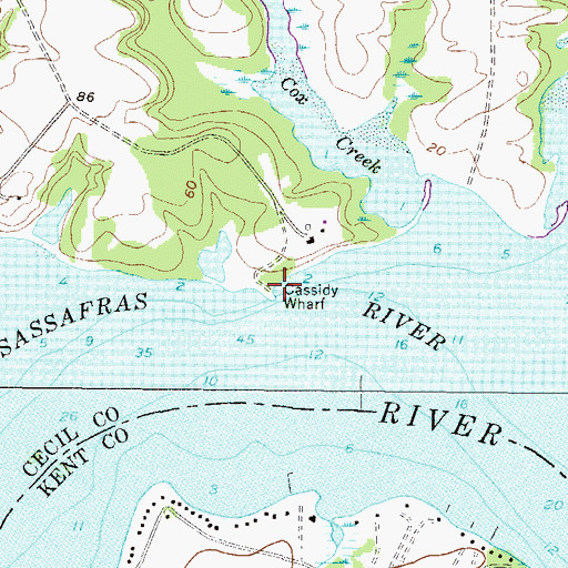 Topographic Map of Cassidy Wharf, MD