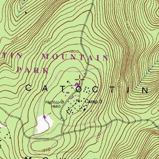 Topographic Map of Catoctin Mountain Park, MD