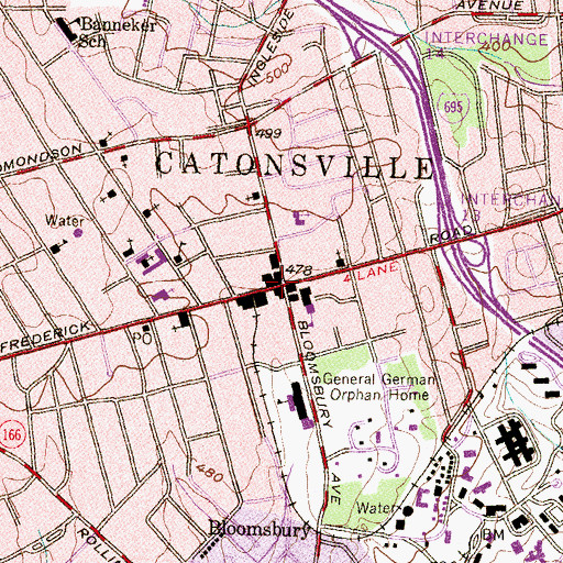 Topographic Map of Catonsville, MD