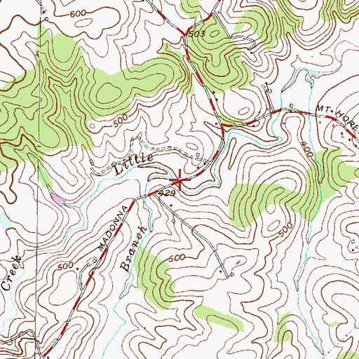 Topographic Map of Cattail Branch, MD