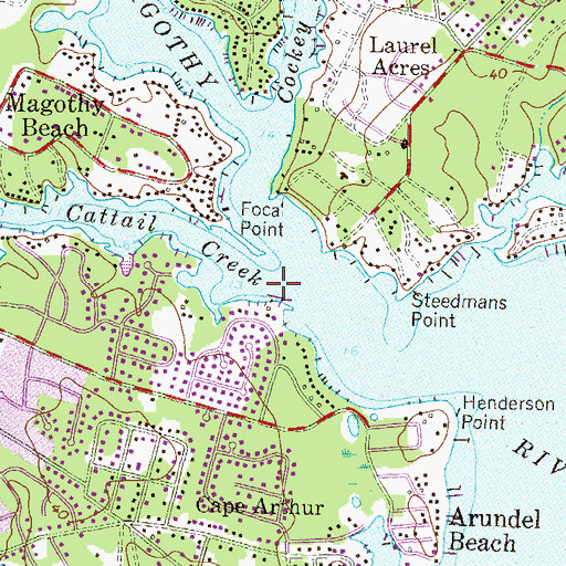 Topographic Map of Cattail Creek, MD