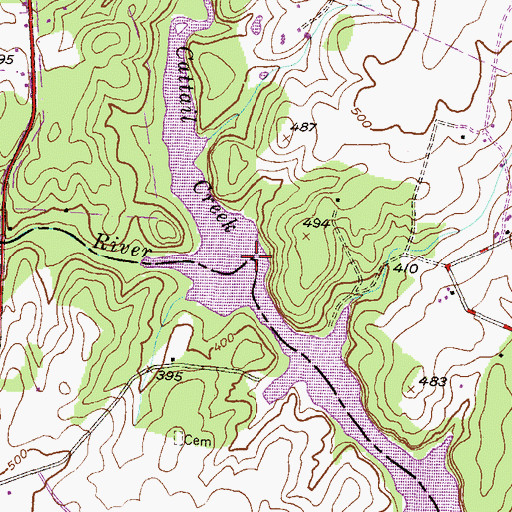 Topographic Map of Cattail Creek, MD
