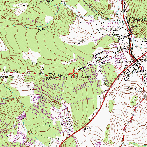 Topographic Map of Cecil Cemetery, MD